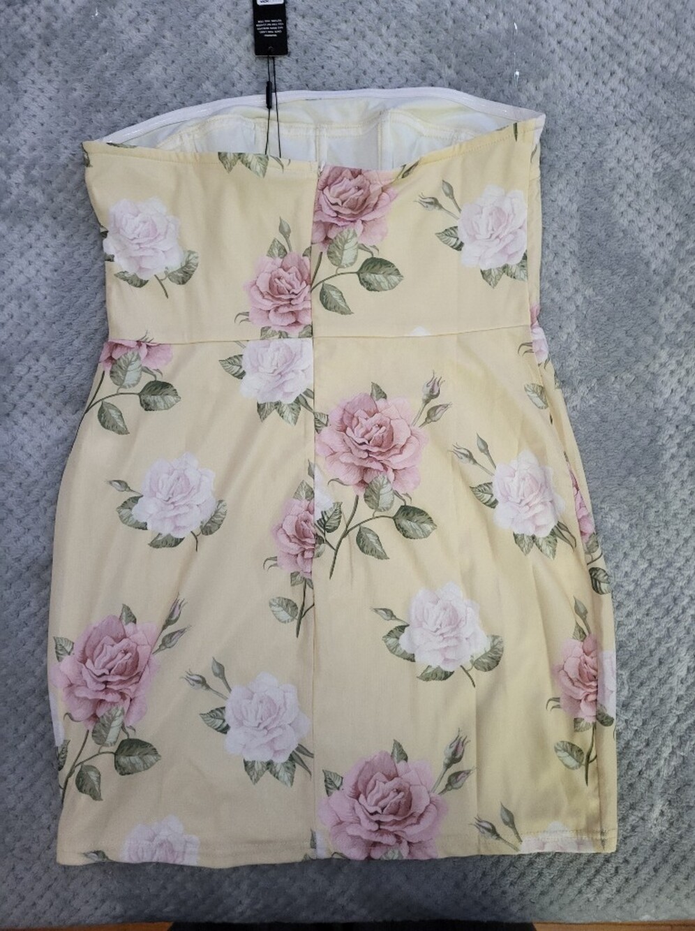 Nwt Fashion Nova Yellow Floral Mini Dress with Pink Roses 1x - Picture 2 of 5